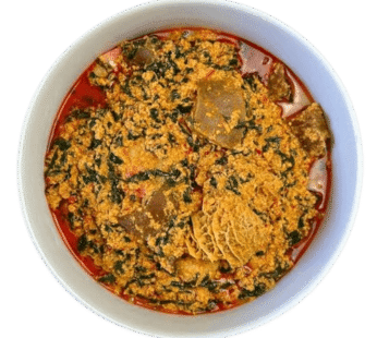 Egusi soup with stock fish and beef hide(1 serving size)